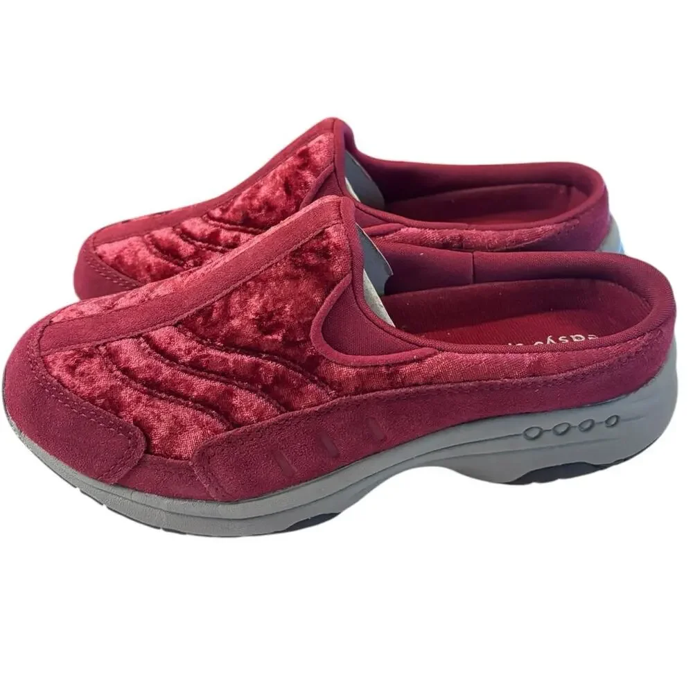 NIB Easy Spirit Traveltime Slip On Mule Sneakers Women's Size 5 M Dark Red